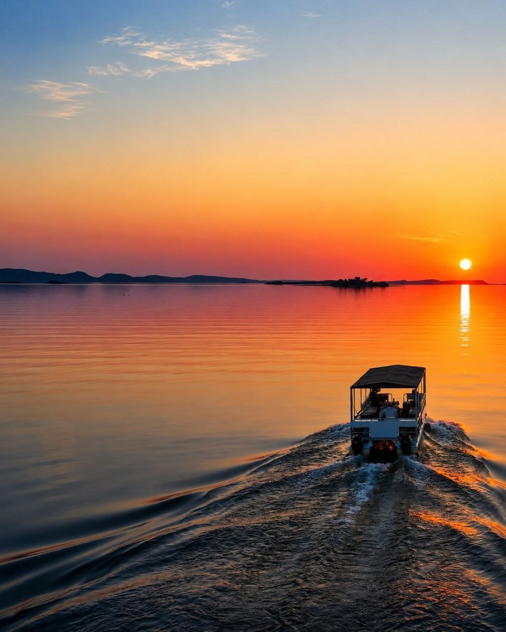 Sunset cruise on the still waters of Lake Kariba at Siavonga